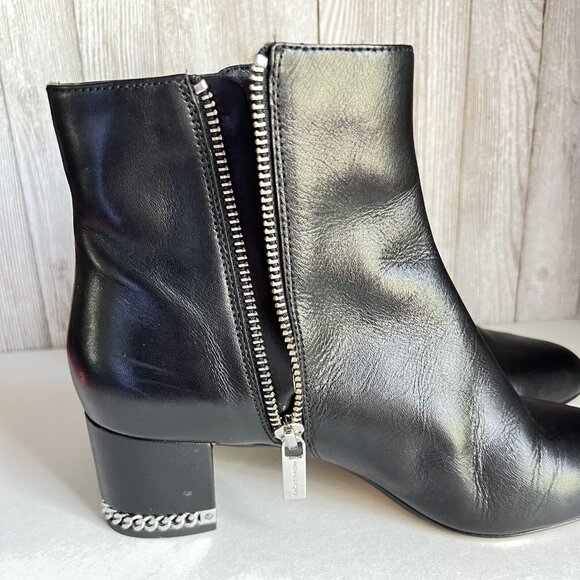 Michael Kors Sabrina Mid Bootie Ankle Boots Leather Black Women's Shoes Sz 7M - Picture 12 of 16